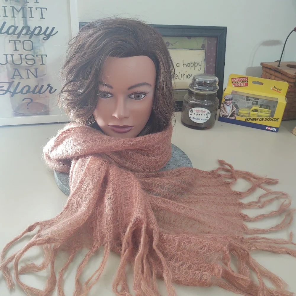 BabyMo Kid Mohair Wide Scarf Tan/Brown